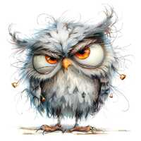 16 Funny Quirky Owl Clipart, Quirky Frazzled Owls, Cute Owl, Hyperrealistic, Printable Watercolor,Hi