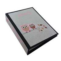 Owl Photo Album, 4x6 Pictures, Pink or Blue, Personalized Name, Linen Hardcover Book D#139