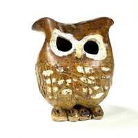 Ceramic Owl Figurine, Swedish Studio Pottery, Hand Signed 1978