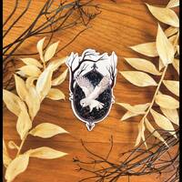 waterproof vinyl sticker - Framed Snowy Owl - winter, nature, whimsical