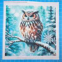 Winter Owl 100% Cotton Fabric Panel Block | Small Sewing Quilting Square AM454