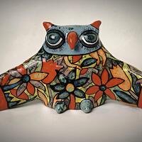 Ceramic sculpture "Owl"by Sergey Gerasimenko, majolica technique, gift for lovers birds, b