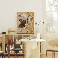 Vintage Owls on Baroque Cream Background &ndash; Elegant Nature Wall Art, Traditional or Eclectic Ho