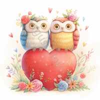 10 Quirky Valentine Owls Clip Art, Watercolor JPG, Junk Journaling, Scrapbook, Card Making, Digital 