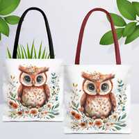 Owl Tote Bag, Nature Lover Gift, Cute Shoulder Bag, Reusable Shopping Tote, Eco-Friendly Market, Col