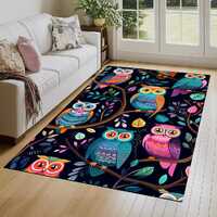 Owl printed rug, New style rug, Bright color rug, Rugs for bedroom, Chenille rug, Trendy rug, Large 