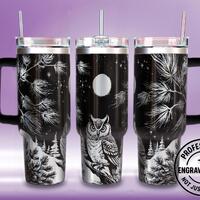 Winter Owl 40oz Tumbler Wrap - Laser Engraved SVG (Digital File)
