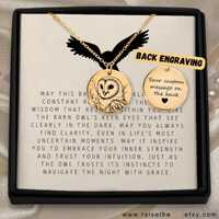 Personalized Barn Owl Necklace Inner Wisdom Symbol For Student Graduation Keepsake Heart-Shaped Face