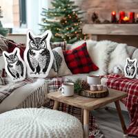 Rustic Owl Camp Pillow | Great Horned Owl Throw Pillows for Cabin or Cottage | Available in 3 Sizes