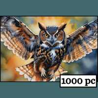 Owl in Flight 1000 Piece Jigsaw Puzzle Gifted, Flying Owl Gift for Animal Lover, Swooping Owl Puzzle