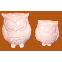 Hallmark Decorative Ceramic Owls Set Of 2 Off-White Figurines Home Decor Collectibles