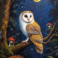 Barn Owl at Night cross stitch pattern. Instant PDF Download. 60k Stitches.