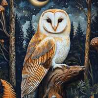 Barn Owl at Night cross stitch pattern. Instant PDF Download. 60k Stitches.