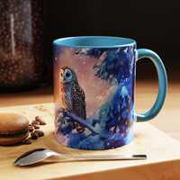Snowy Winter Dawn Owl Mug (11oz), Winter Ceramic Mug, Owl Gift Mug, Animal Tea Cup, Colorful Accent,