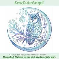 Winter Owl, Night Watcher, Moonlit Guardian, Silent Wings - Machine Embroidery Designs Instant Downl