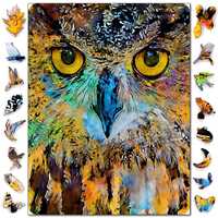 Whimsy owl jigsaw puzzle for adults with unique shaped pieces best Mothers Day gift - Bird wooden pu
