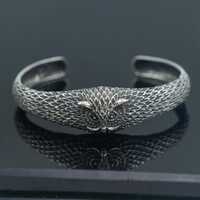 925 sterling silver handmade stylish owl face adjustable bangle bracelet kada unisex jewelry cuff247