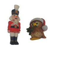 Hallmark Festive Owl Nutcracker Toy Soldier Vintage Christmas Pins Lot 2