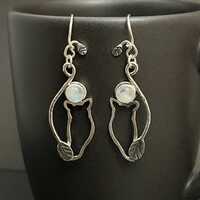 Moonstone Owl Earrings: Handcrafted Sterling Silver Bird Jewelry