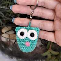 Crochet amigurumi owl keychain