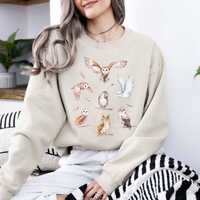 Owl Sweater, Woodland animal sweatshirt, Cottagecore bird knit, gift for women or girls, Boho forest