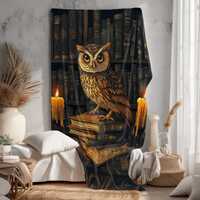 Bookish Owl Fleece Blanket: Whimsical Library Sherpa Throw