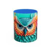 Colorful Paper Art Owl Mug: Nature Lover Coffee Cup