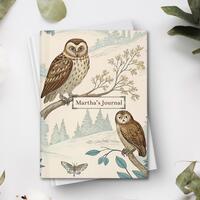 Personalized Owl Journal: Vintage Woodland Hardbound Diary