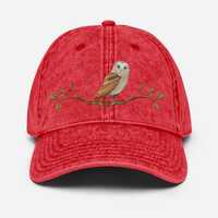 Owl hat embroidered baseball hat cotton vintage look barn owl Dad hat spring hat nature lover bird w