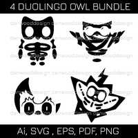 4 Cute Halloween Duolingo Owls Pack | Cricut Cut Files: Svg, Ai, Eps, Pdf, Png Designs for Halloween