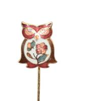 Vintage Cloisonné Owl Stick Pin | Gold Tone Enamel Bird Brooch | 1980s-90s Owl Pin | Collecti