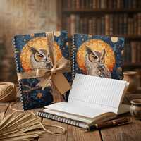 Personal Journal or Diary Featuring Unique Watchful Owl in the Moonlight on Cover - Spiral Bound Not