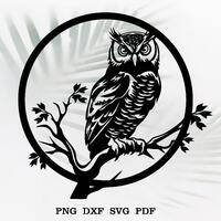 Owl cut file, Owl Silhouette dxf, SVG for Cricut, Owl clipart, laser cut, vinyl shirt design, dxf fi