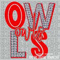 Red Owls Diamond Cut Mascot PNG, Owls Girly Mascot, Faux Rhinestone Mascot,  Red Owls Sister Design,