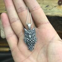 Oxidized Sterling Silver Owl Necklace: Celtic Knot Bird Jewelry