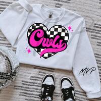 Retro Owl Mascot PNG | Checkered Heart, Groovy Pink (Digital Download)