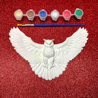 Paintable Hydrostone Owl in flight Sculpture / DIY Woodland Décor / Paintable Owl / Paintable