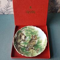 Vintage Spode Long Eared Owl Wall Plate-Fine Bone China made in England- Plate no.6 in British Owl s