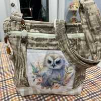 Gorgeous Baby Owl Small Shoulder or Crossbody Strap Fabric Purse 100% handmade