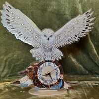 Snow Owl Tabletop Clock-Diamond Painting