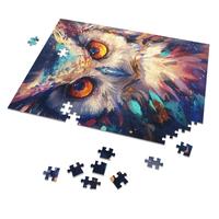 Artistic Owl Illustration Jigsaw Puzzle with Tin, High Design Quality, Fun Activity, Brain Teaser, G