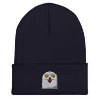 Funny Owl Embroidered Cuffed Beanie | Cute Funny Snowy Owl Hat, Bird Lover Beanie, Embroidery Embroi