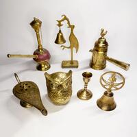 Vintage Brass Decor &ndash; Owl, Hookah, Genie Lamp, Teapot, Bell - Your Choice