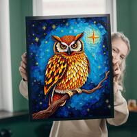 Mosaic Owl Jigsaw Puzzle: Starry Night Bird Art