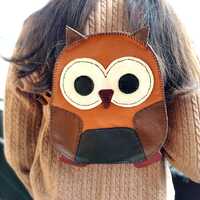 Handmade Owl Backpack | Kids Animal Bag | Cute Leather Backpack | Unique Toddler Backpack | Soft Toy