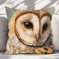 Cottagecore Woodland Owl Pillow, Forest Animal Pillow, Rustic Farmhouse Decor, Nature Themed Throw P