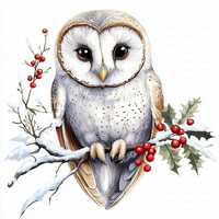 Christmas Owl | 5 High Quality JPGs | Digital Download | Paper Craft | Barn Owl Clipart | Printable