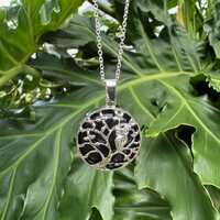 Obsidian Owl Pendant Necklace: Chakra Healing, 18 inch Chain