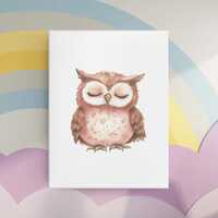 Watercolor Baby Owl Wall Art Download, Cute Nursery Art Owl Printable, Instant digital download ONLY