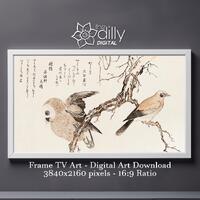 Frame TV Art Utamaro Kitagawa Jay and Owl from Utamoro's Bird Book Digital Art Digital Download 